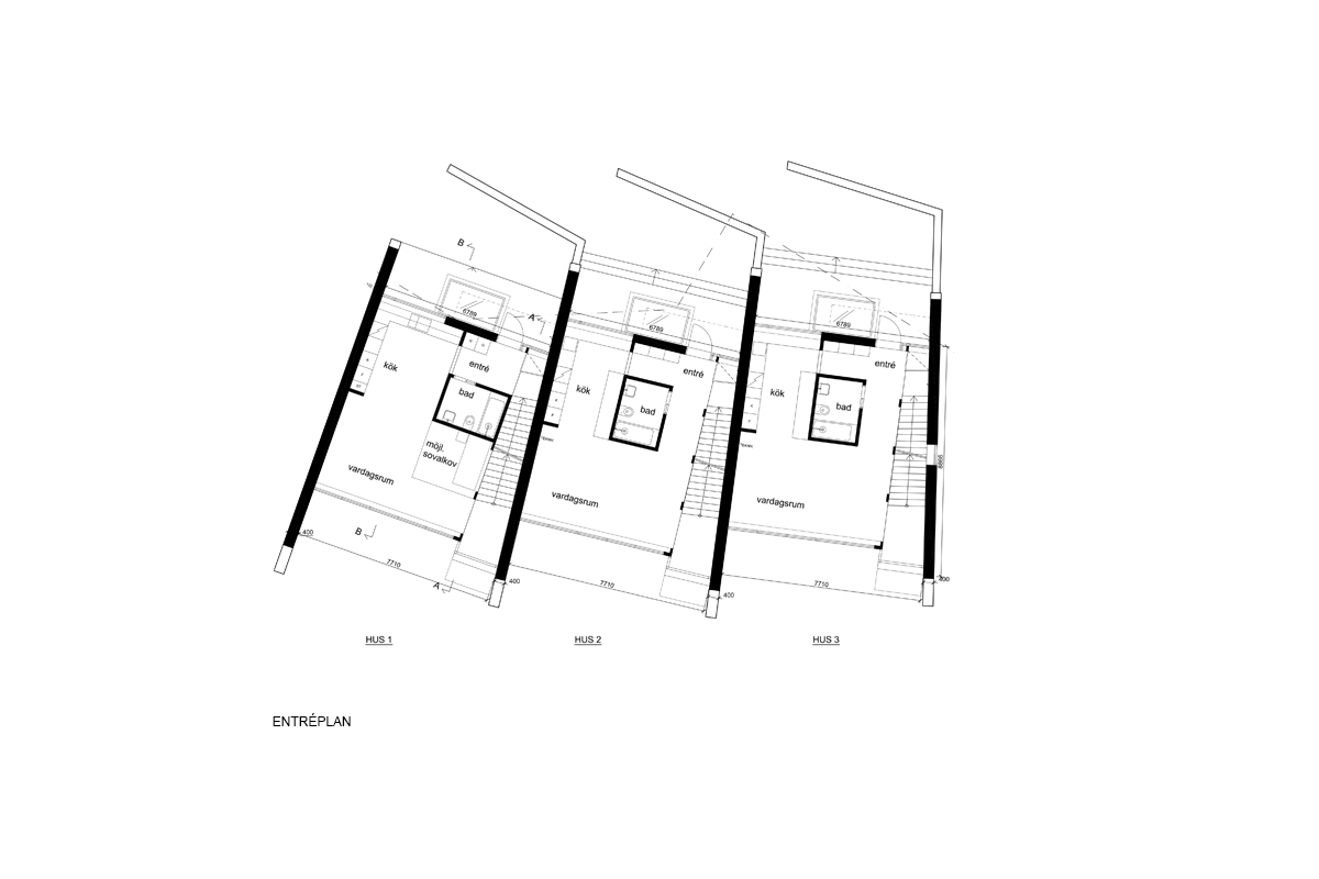 Planritning på Rets radhus, ritade av arkitekterna på Rex