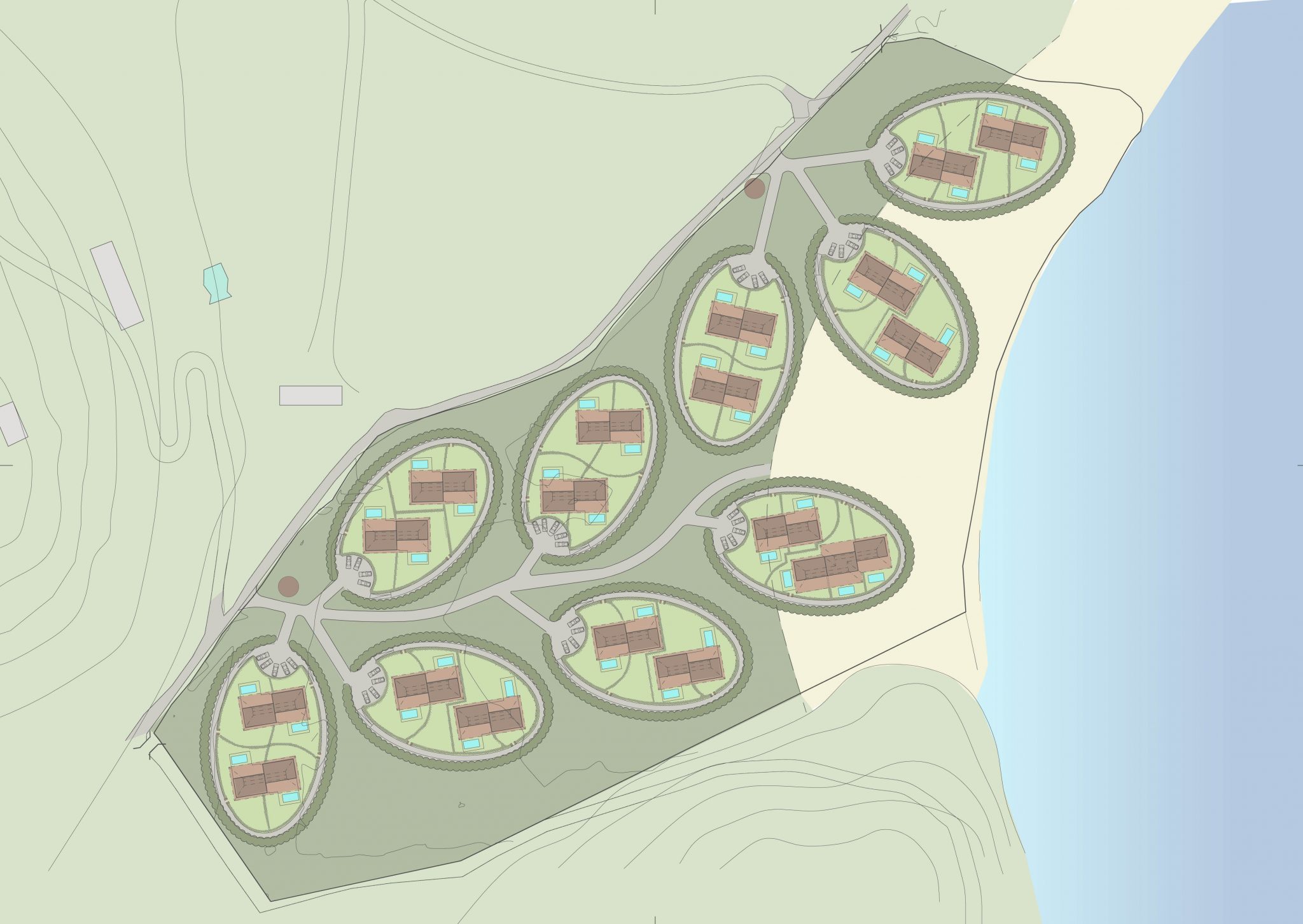 Strandvillor i Karibien, översiktsplan. Av Rex Arkitektbyrå