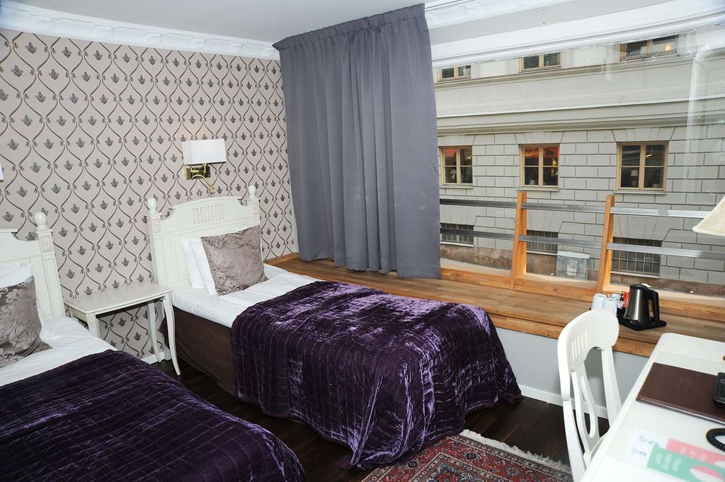 Hotellrum i Best Western Hotel Bentleys i Stockholm ritat av Rex Arkitektbyrå.